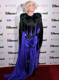 Lady Gaga Fashion Purple Dress Black Hair