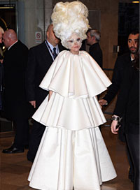 Lady Gaga Fashion White Christmas Tree Dress Wig