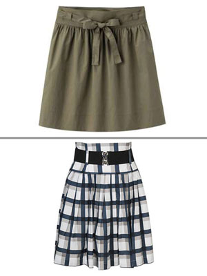 Irene Plaid Belted Skirt