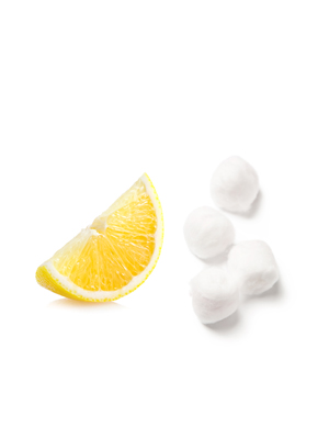 lemon and cotton balls