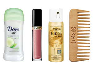 lip gloss hairspray deodorant