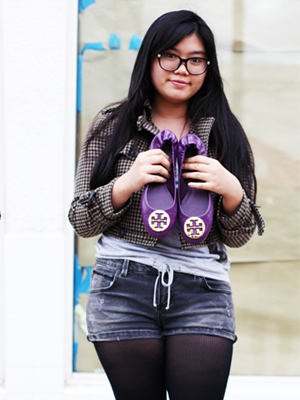 purple Tory Burch flats