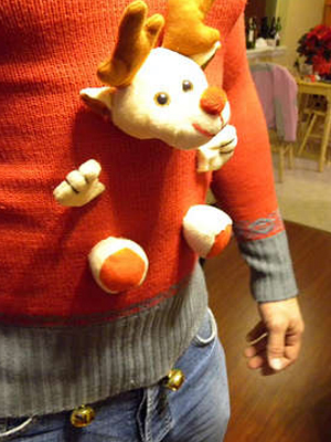 ugly holiday sweaters reindeer 3D doll