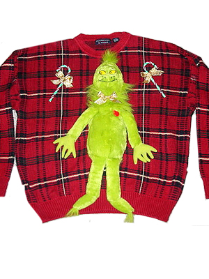 ugly holiday sweater the grinch plaid
