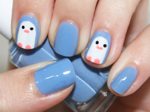 holiday penguin nail art