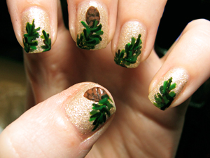 holiday pine nail art