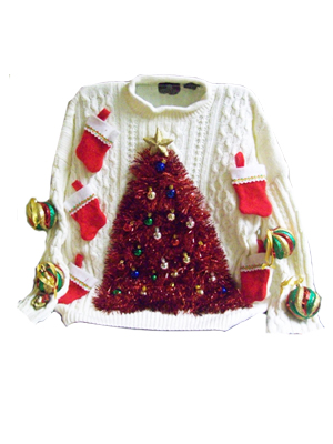 ugly holiday sweater tree ornaments stocking