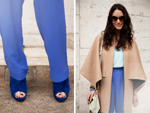 fashion week street style blue monochromatic