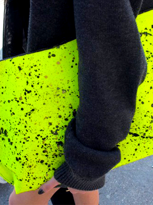 neon green splatter bag