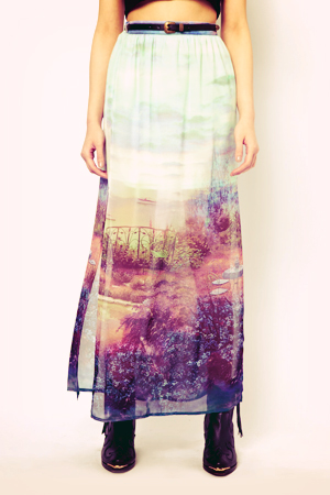 scene print maxi skirt